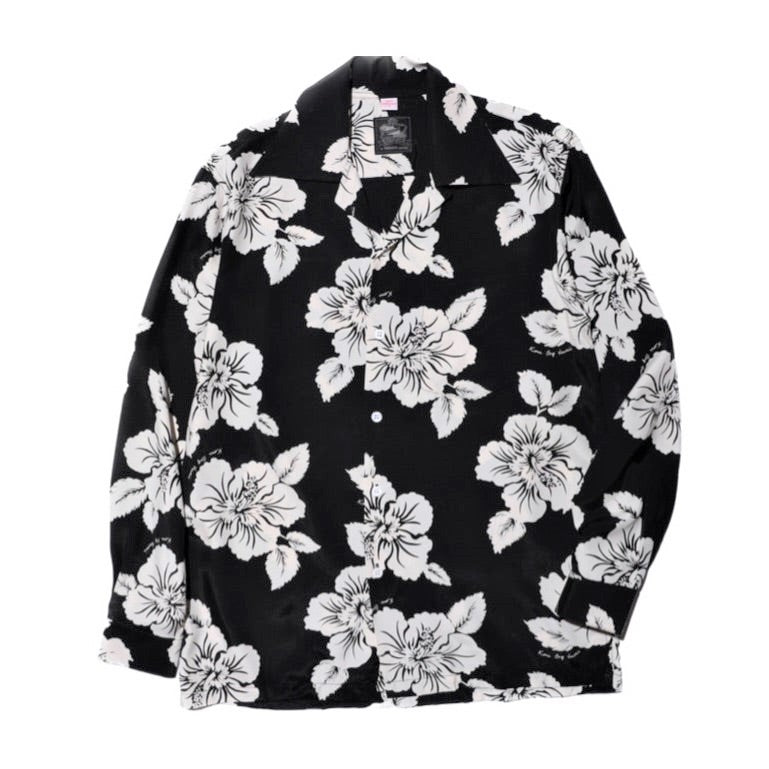Kona Bay Hawaii Big Wednesday Hibiscus L/S Black 【BK-UL2202BK】