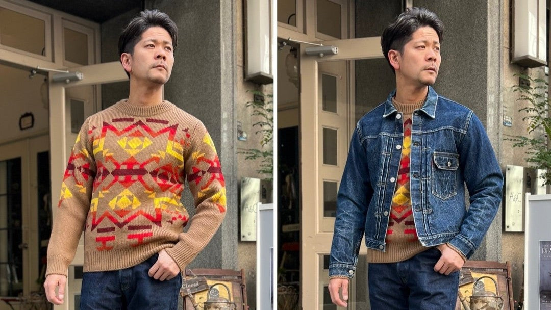 〜ネイティブ柄ニット & 今週の新着動画は『WEST STAFFによる319Corduroy Pantsを使ったコーディネート』【WEST】