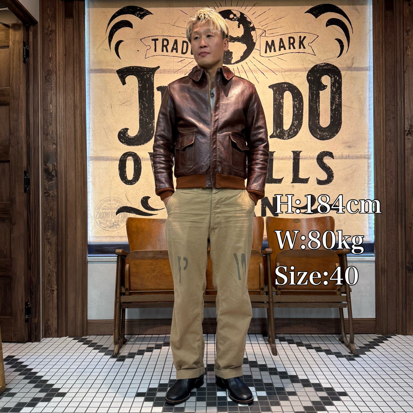 Rainbow Country "TYPE A-2"ROUGH WEAR CLOTHING CO.CONTRACT NO. 42-1401P Horse Hide Tabaco Brown【RCL-10071】