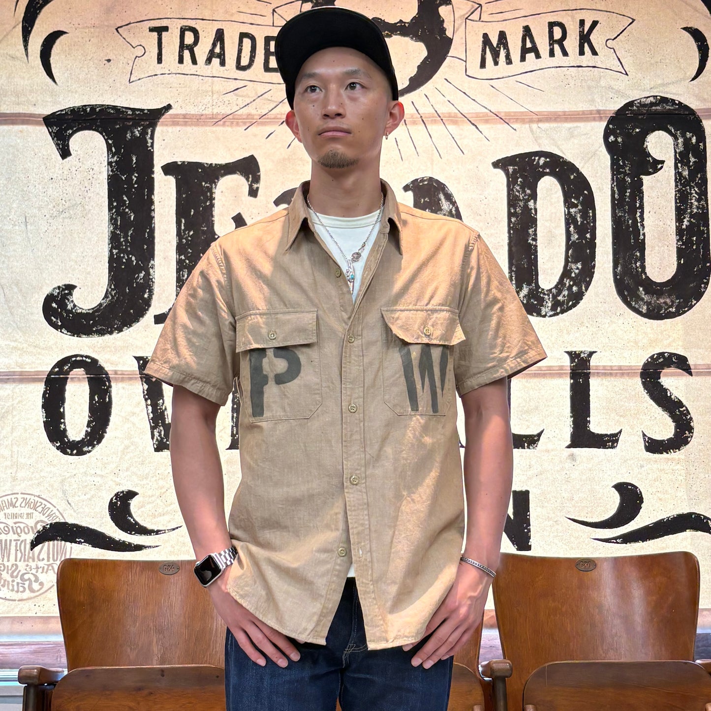 S/S Officer Shirt PW Stencil Custom【CT21114B】