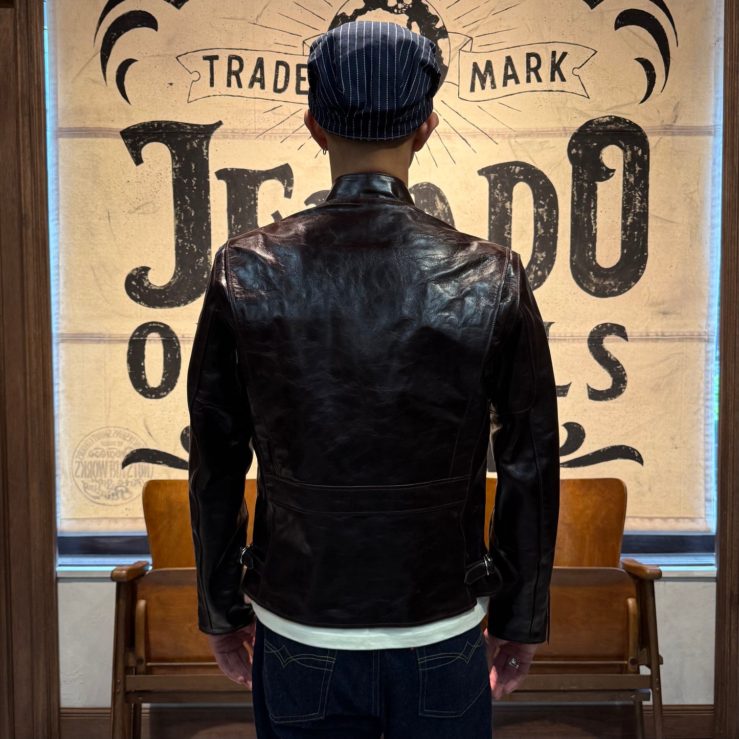 Rainbow Country HorsehideStand Collar Riders Jacket “Speedster”  Seal Brown【RCL-10029H】