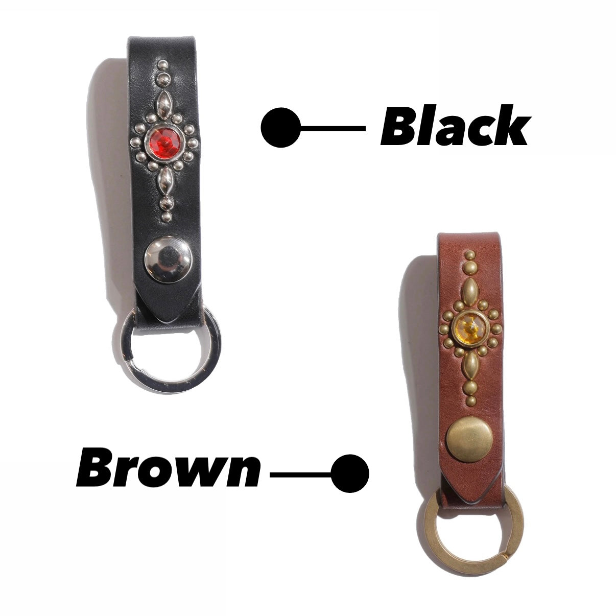 COLIMBO Jewel Studded Leather Key Ring”Helios Pattern”【ZA-0706】