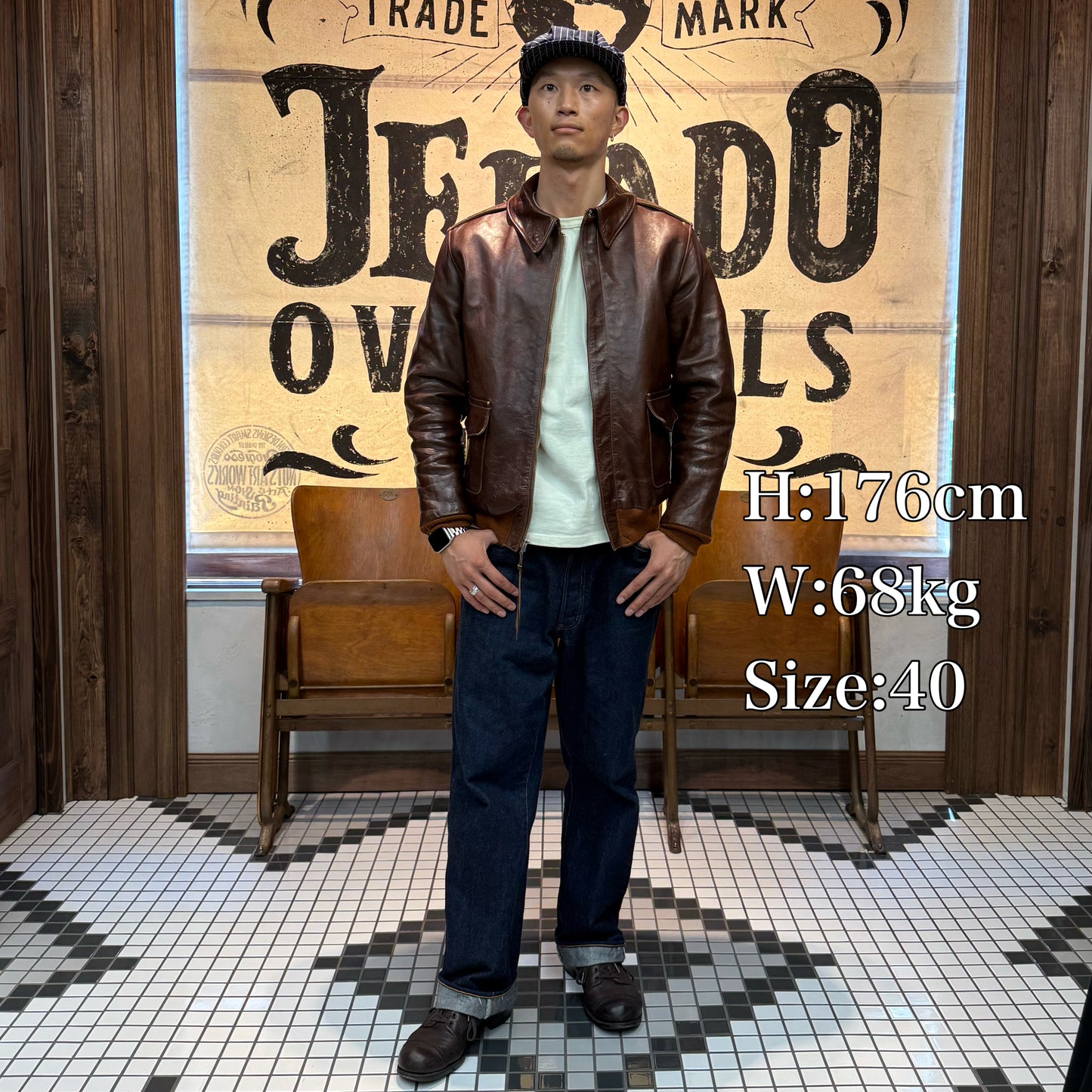 Rainbow Country "TYPE A-2"ROUGH WEAR CLOTHING CO.CONTRACT NO. 42-1401P Horse Hide Tabaco Brown【RCL-10071】