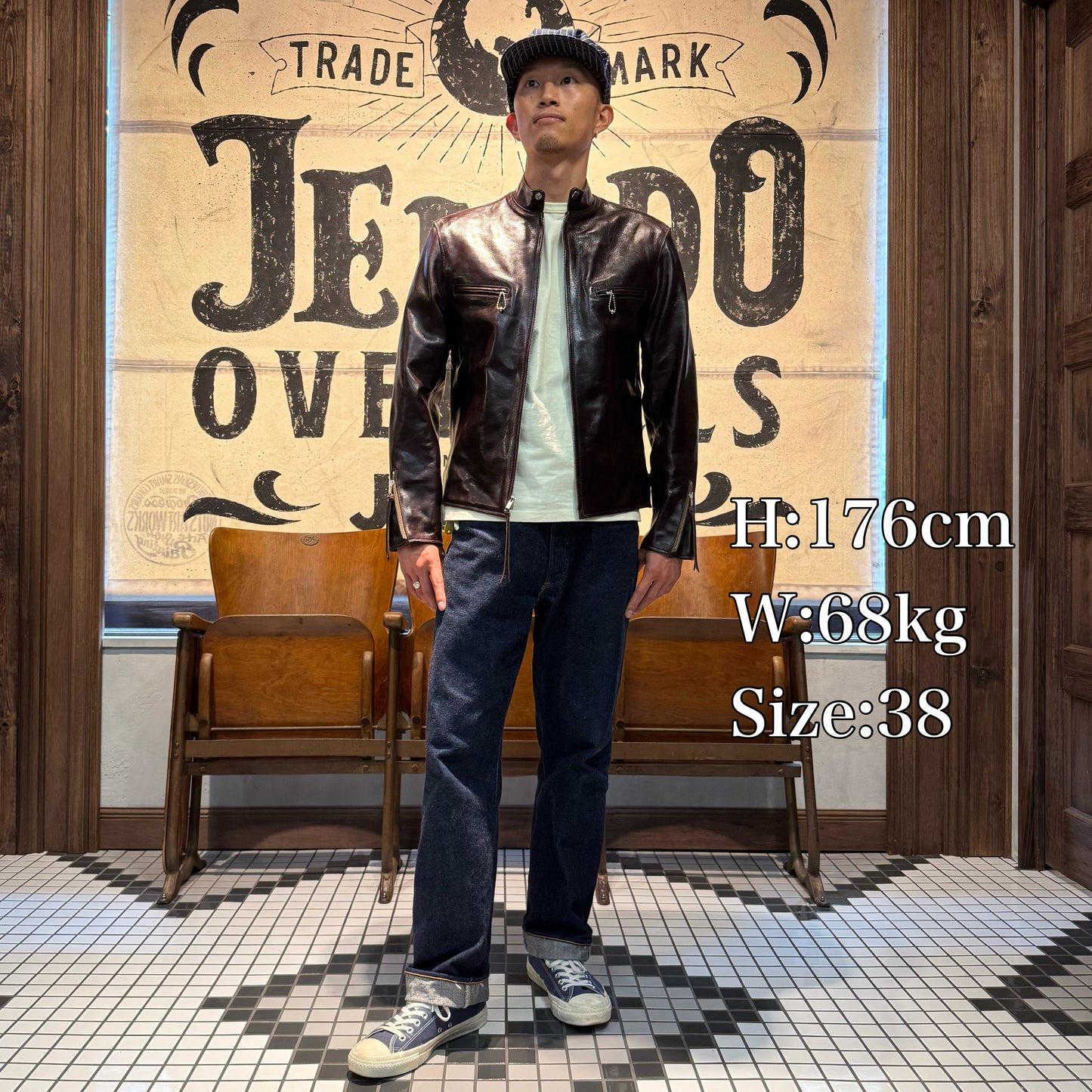 Rainbow Country HorsehideStand Collar Riders Jacket “Speedster”  Seal Brown【RCL-10029H】