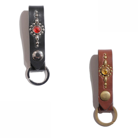COLIMBO Jewel Studded Leather Key Ring”Helios Pattern”【ZA-0706】
