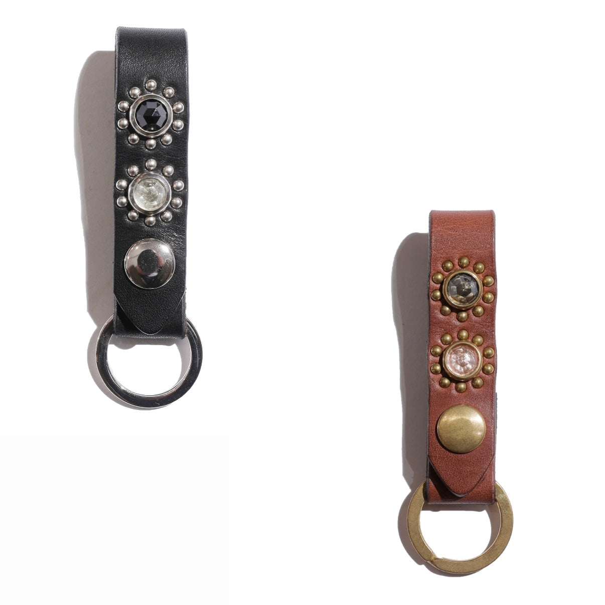 COLIMBO Jewel Studded Leather Key Ring”Sunflower Pattern”【ZA-0707】