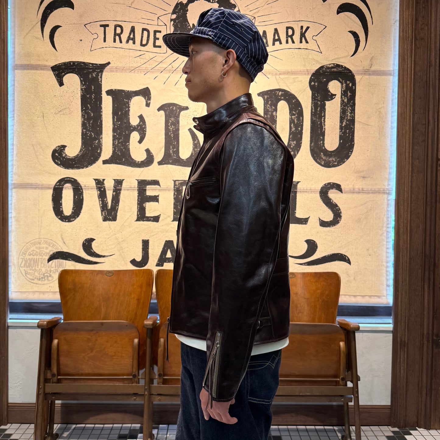 Rainbow Country HorsehideStand Collar Riders Jacket “Speedster”  Seal Brown【RCL-10029H】