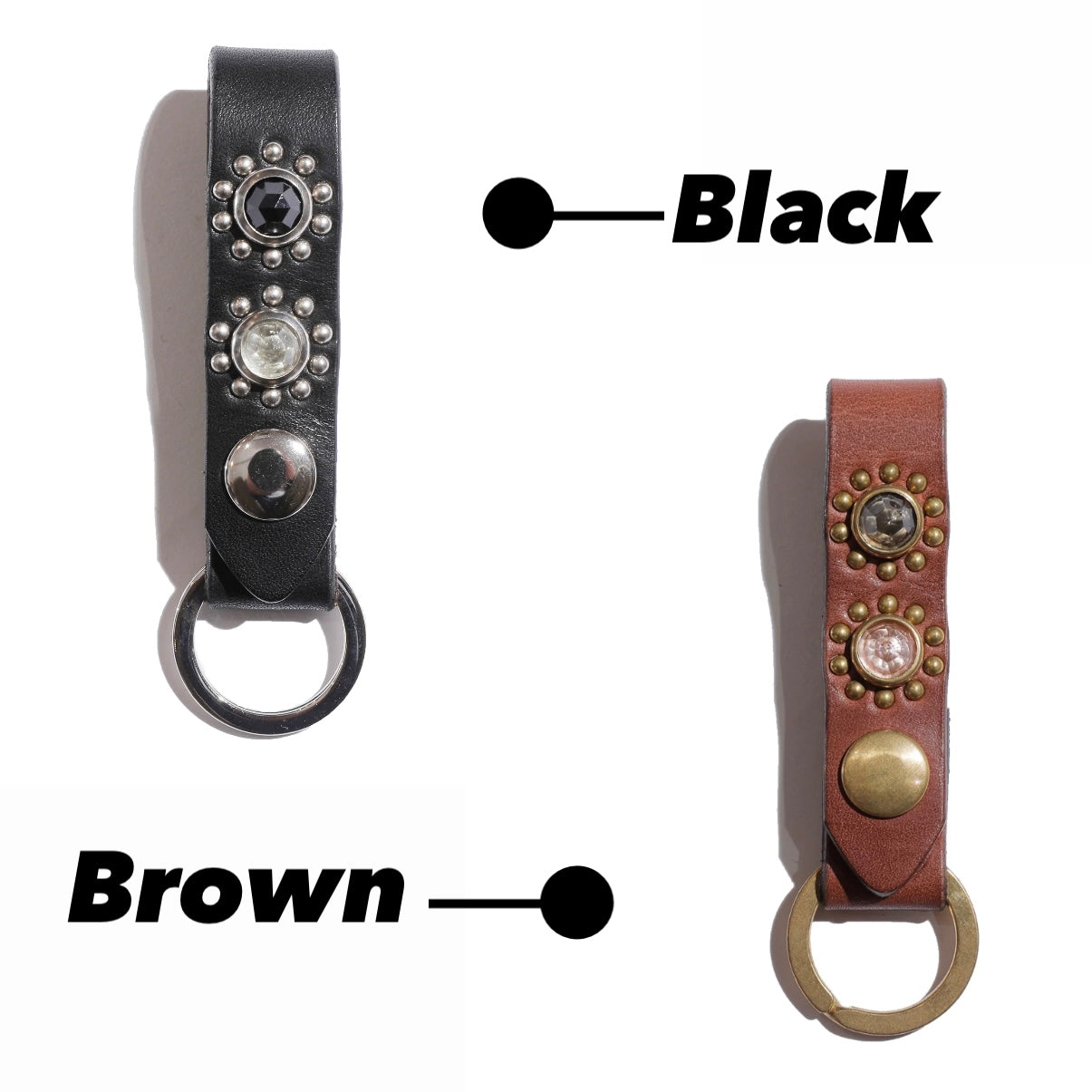 COLIMBO Jewel Studded Leather Key Ring”Sunflower Pattern”【ZA-0707】