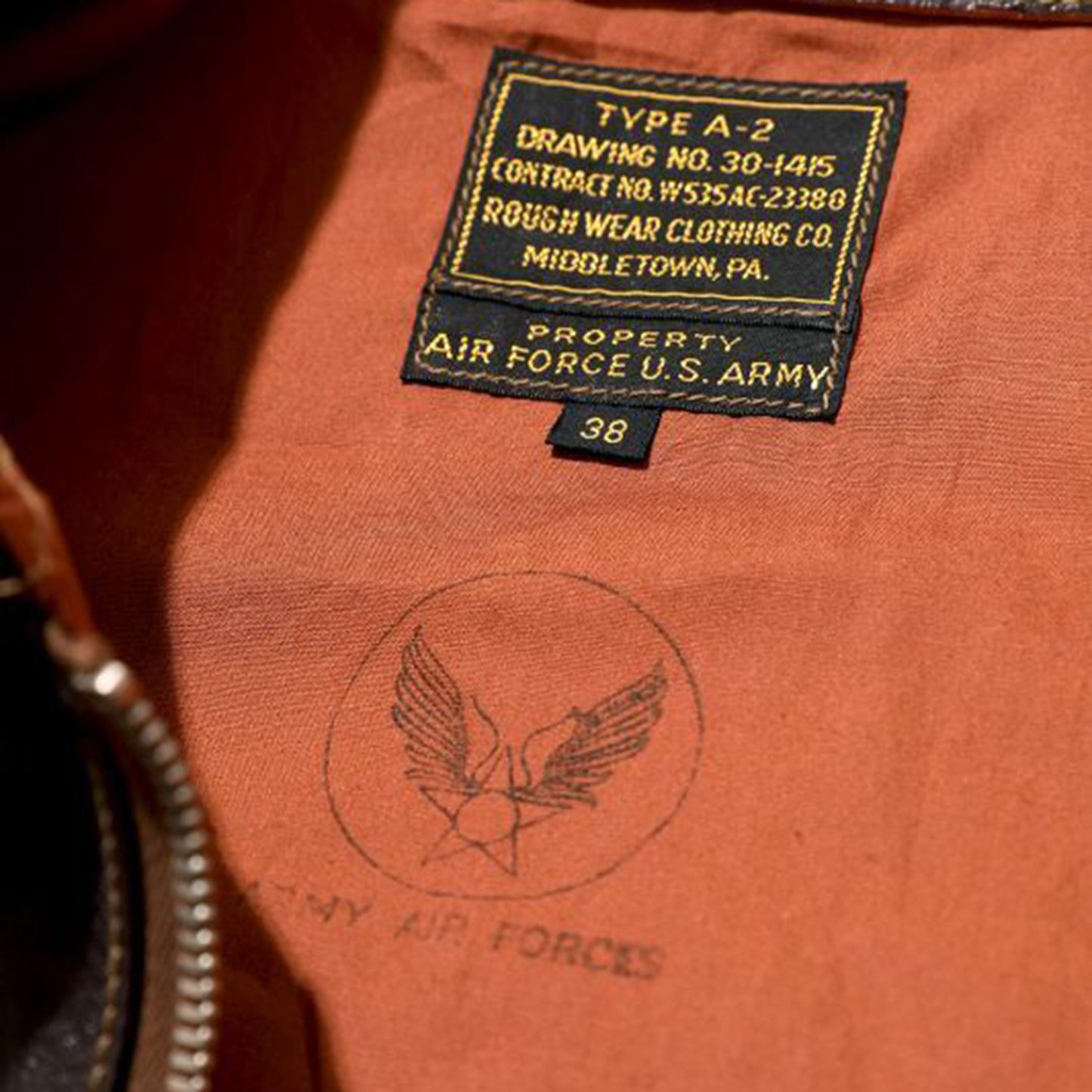 Rainbow Country "TYPE A-2"ROUGH WEAR CLOTHING CO.CONTRACT NO. W535AC-23380 Horse Hide Dark Seal Brown【RCL-10072】