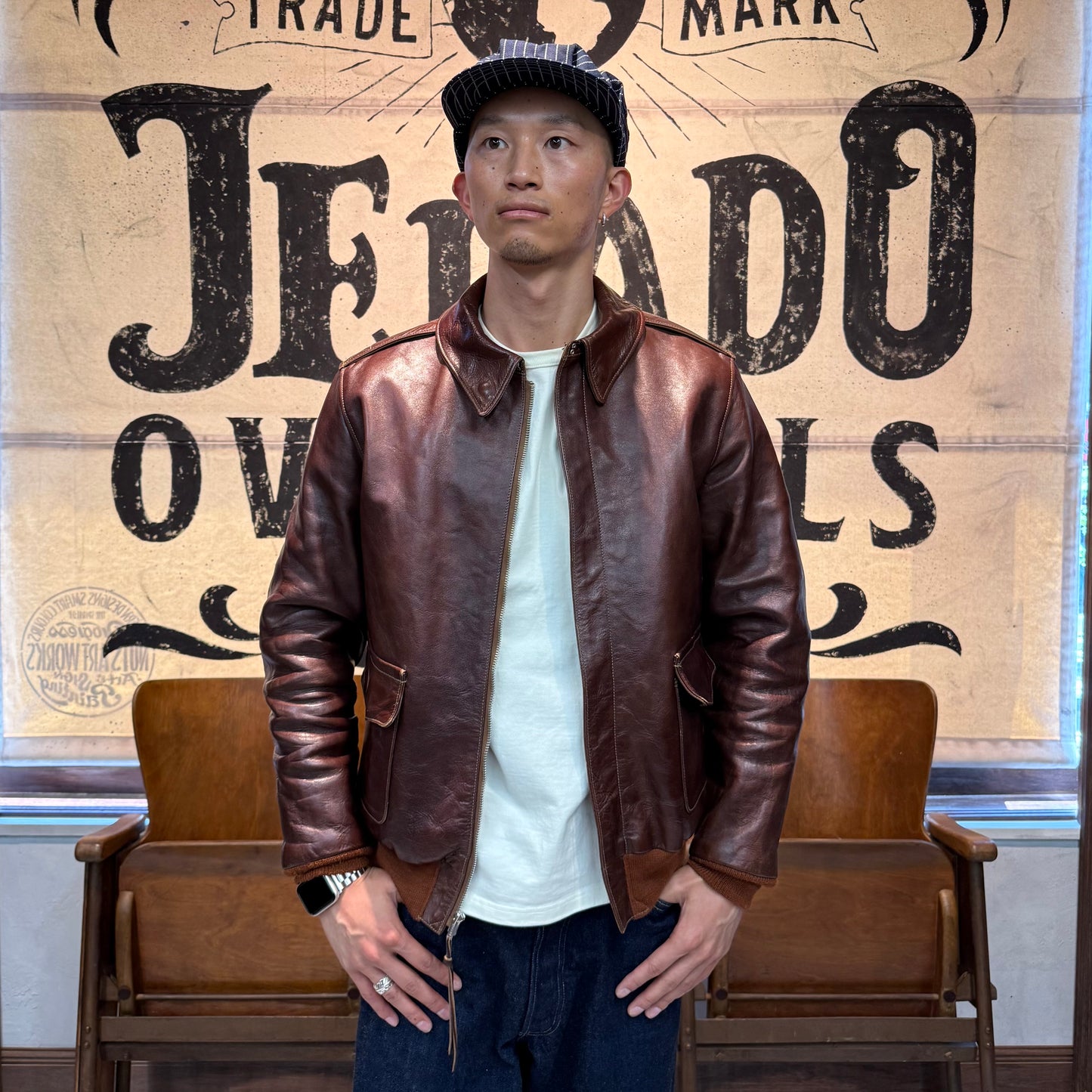Rainbow Country "TYPE A-2"ROUGH WEAR CLOTHING CO.CONTRACT NO. 42-1401P Horse Hide Tabaco Brown【RCL-10071】