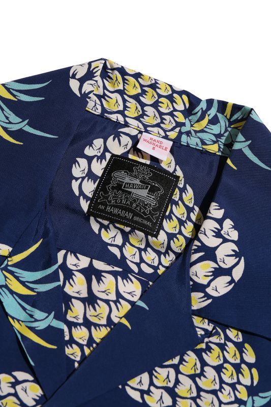 Kona Bay Hawaii Pineapple Aloha Shirt (パイナップルアロハシャツ)【BK-RA2004】