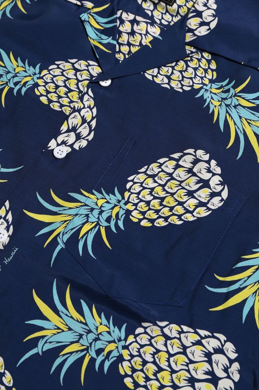 Kona Bay Hawaii Pineapple Aloha Shirt (パイナップルアロハシャツ)【BK-RA2004】