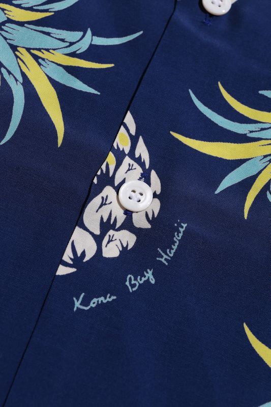 Kona Bay Hawaii Pineapple Aloha Shirt (パイナップルアロハシャツ)【BK-RA2004】