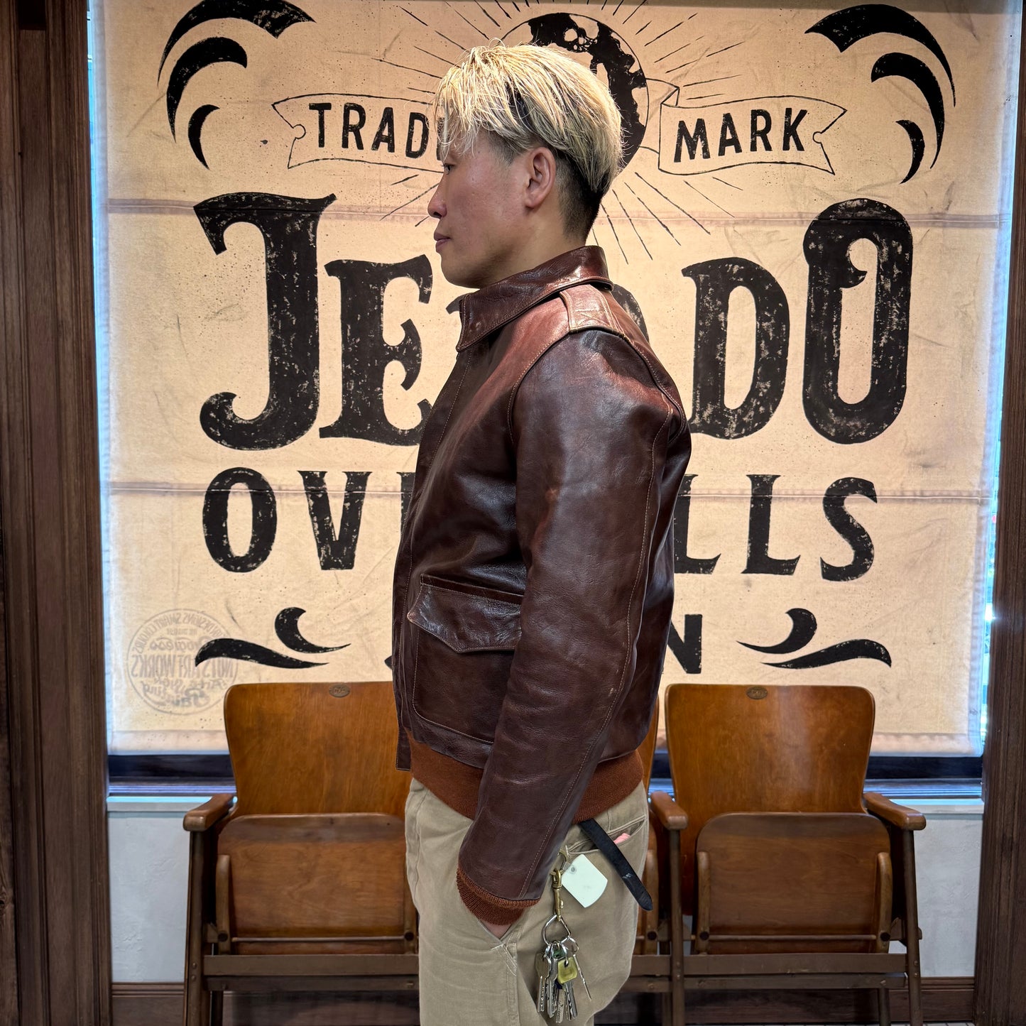 Rainbow Country "TYPE A-2"ROUGH WEAR CLOTHING CO.CONTRACT NO. 42-1401P Horse Hide Tabaco Brown【RCL-10071】