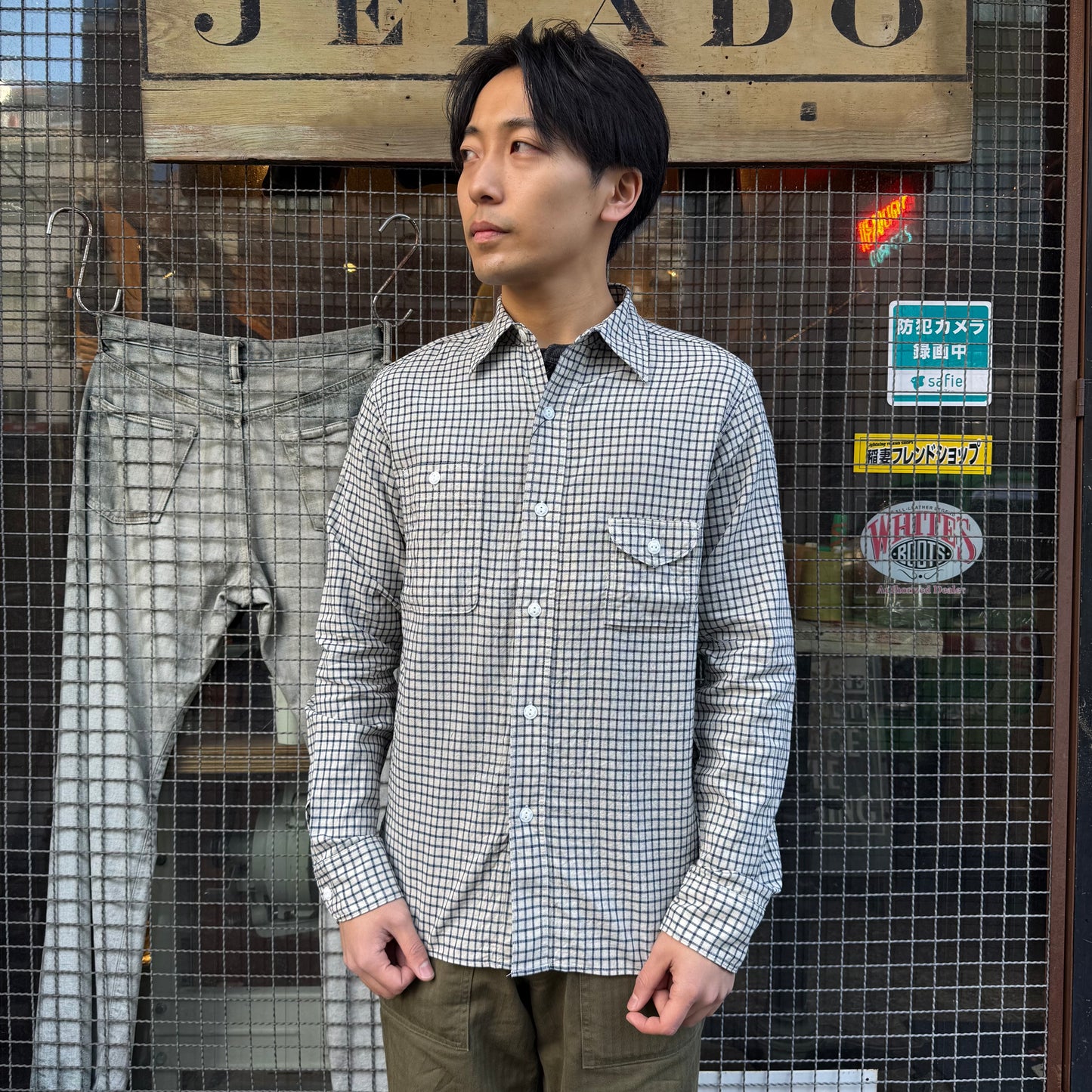 JELADO Smoker Shirt Cotton&Linen Indigo check pattern fabric【JP11117】