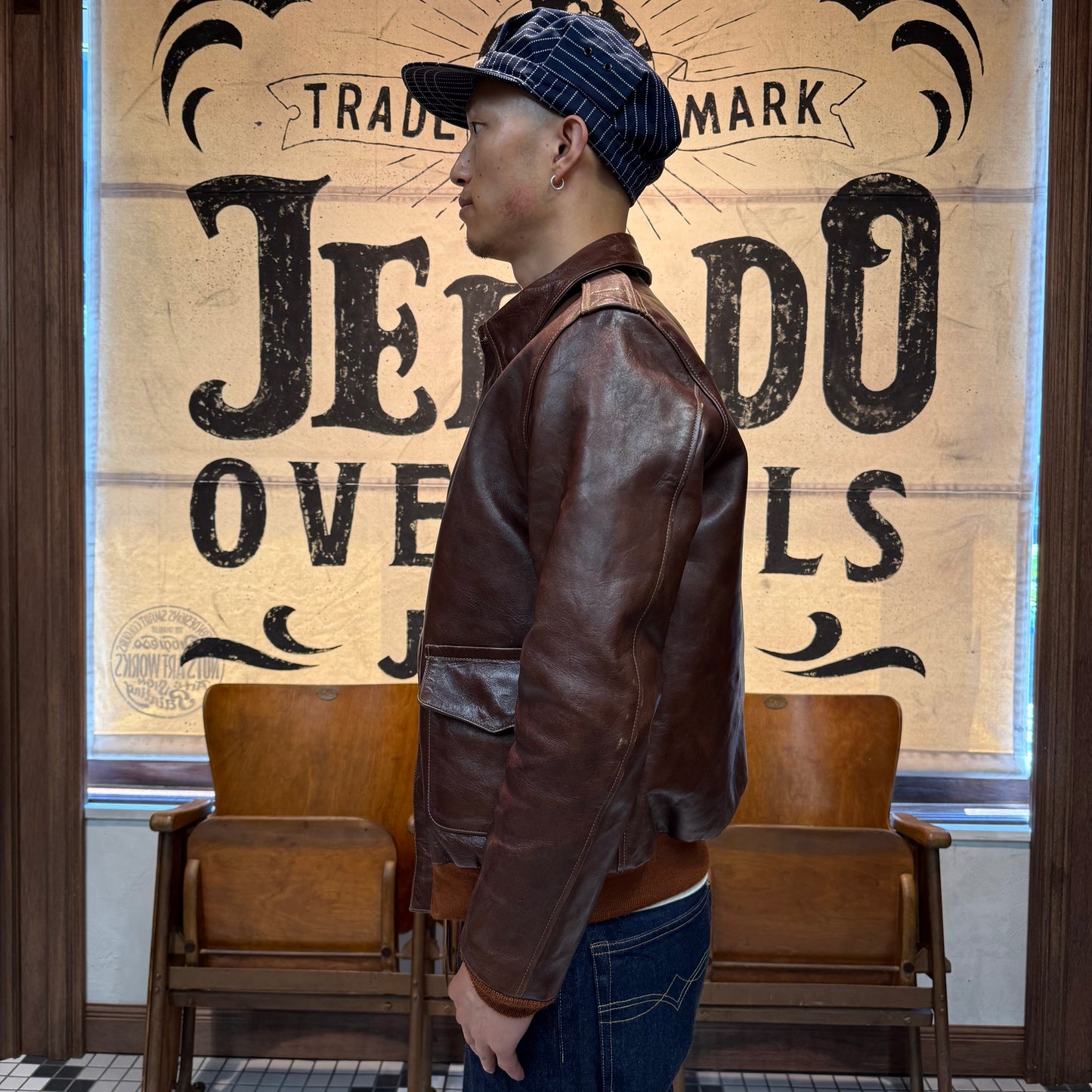Rainbow Country "TYPE A-2"ROUGH WEAR CLOTHING CO.CONTRACT NO. 42-1401P Horse Hide Tabaco Brown【RCL-10071】