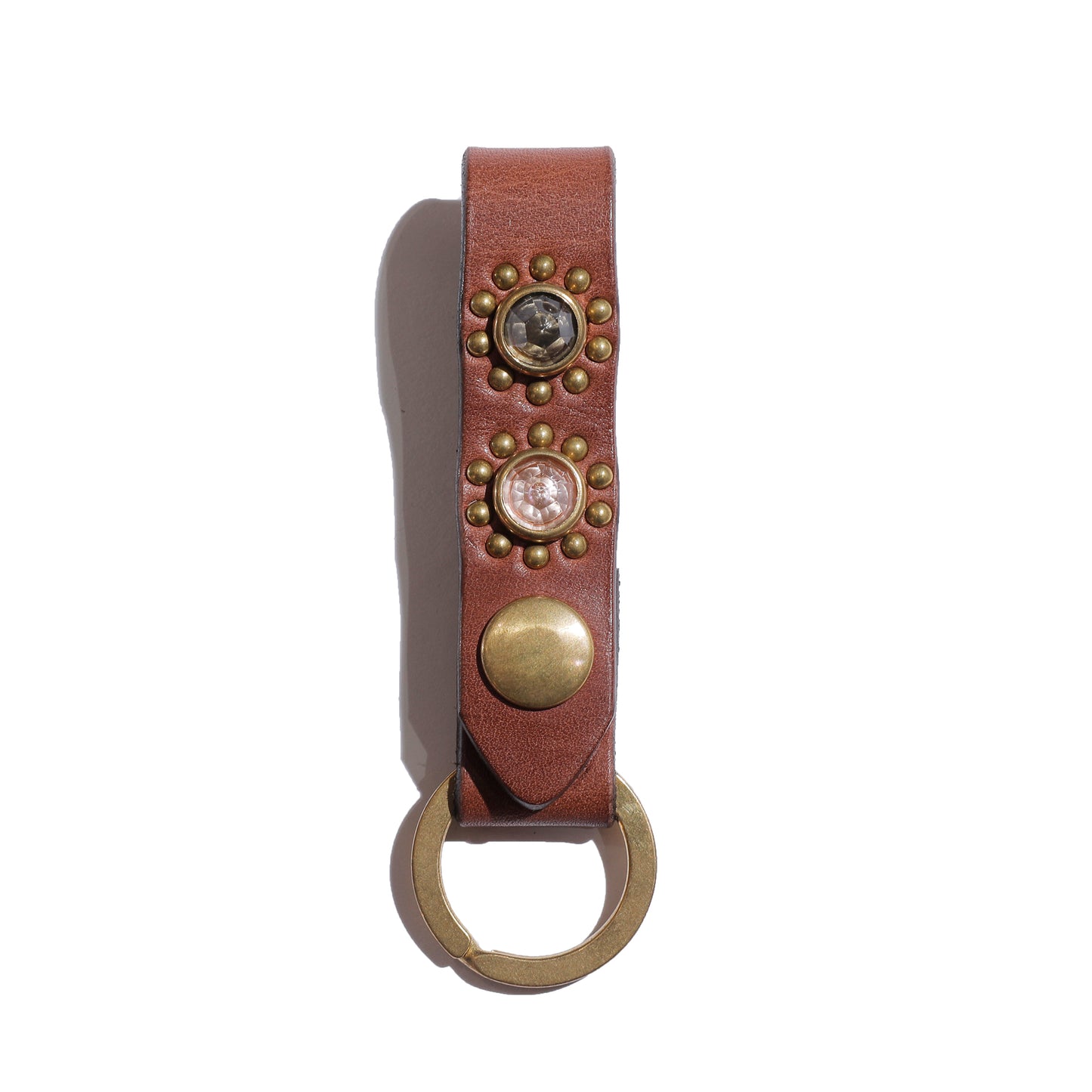 COLIMBO Jewel Studded Leather Key Ring”Sunflower Pattern”【ZA-0707】
