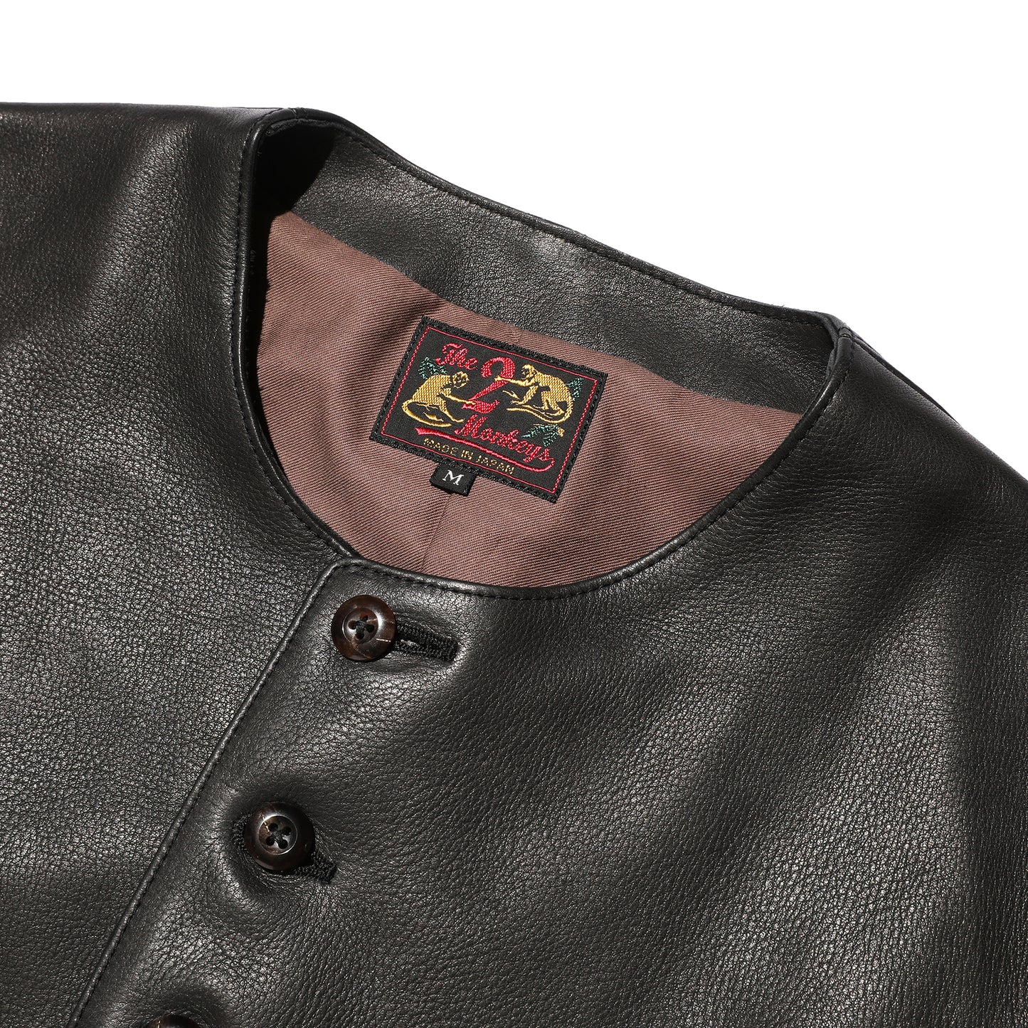 The 2 Monkeys Round-neck Leather Waistcoat【TM03430】