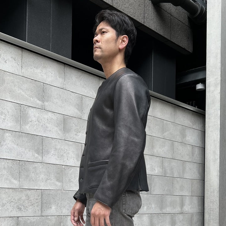 The 2 Monkeys Round-neck Leather Waistcoat【TM03430】