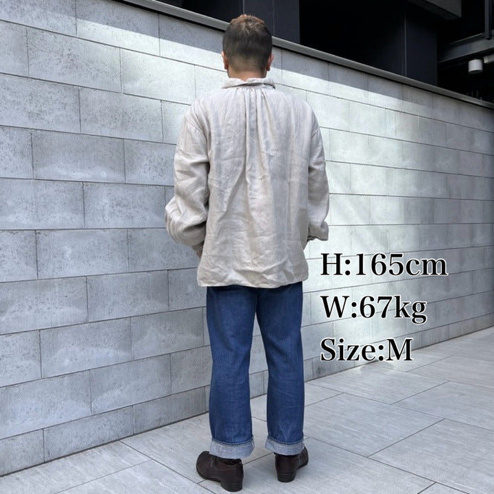 The 2 Monkeys Herrinbone Linen Artisan Shirts【TM02153】