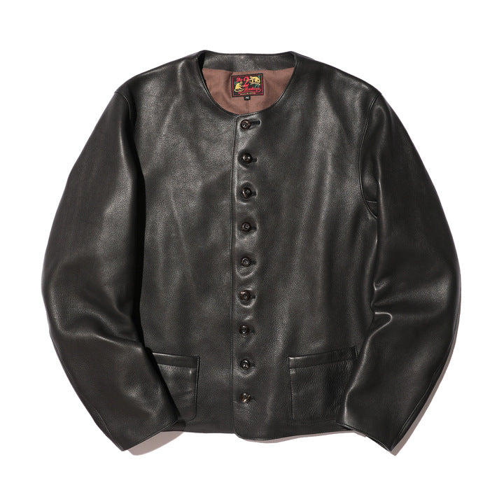 The 2 Monkeys Round-neck Leather Waistcoat【TM03430】
