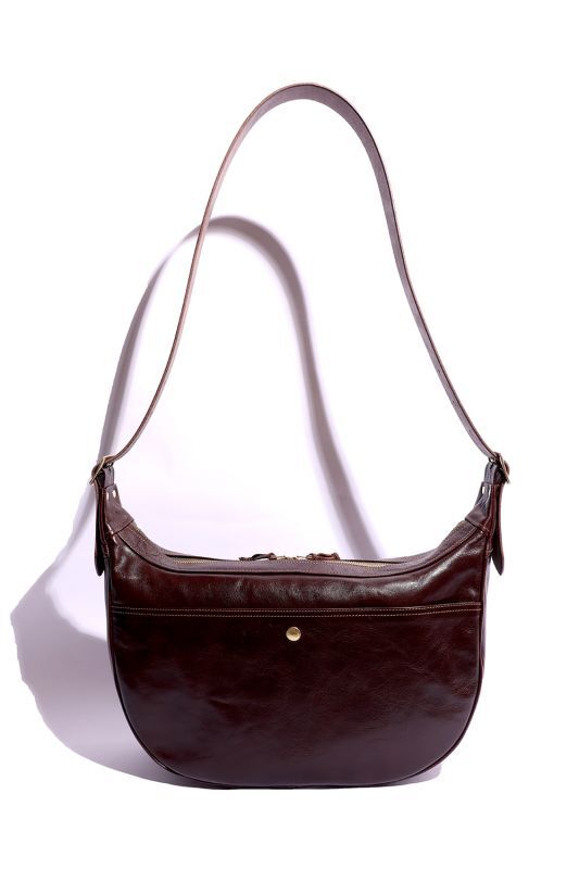 Rainbow Country Leather Banana Shoulder Bag Horse hide Seal Brown【RCL-60023】